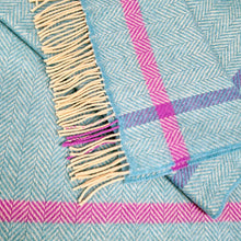 Load image into Gallery viewer, JOHN HANLY <BR>
Merino Wool Cashmere Throw <BR>
Aqua Cream Purple Herringbone <BR>
