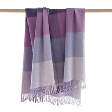 Load image into Gallery viewer, JOHN HANLY &lt;BR&gt;
Cashmere Throw &lt;BR&gt;
Purple Lavender Lilac Blocks&lt;BR&gt;
