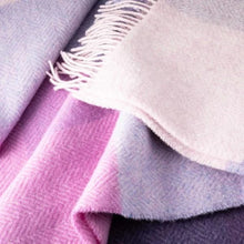Load image into Gallery viewer, JOHN HANLY &lt;BR&gt;
Cashmere Throw &lt;BR&gt;
Purple Lavender Lilac Blocks&lt;BR&gt;
