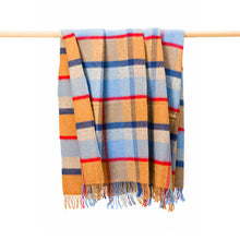 Load image into Gallery viewer, JOHN HANLY &lt;BR&gt;
Merino Wool Cashmere Throw &lt;BR&gt;
Orange Blue Silver Red Check &lt;BR&gt;
