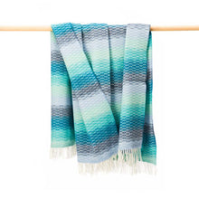 Load image into Gallery viewer, JOHN HANLY &lt;BR&gt;
Cashmere Throw &lt;BR&gt;
Aqua Teal Denim Blue Diffused Stripe Textured Twill &lt;BR&gt;
