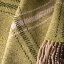 Load image into Gallery viewer, JOHN HANLY &lt;BR&gt;
Cashmere Throw &lt;BR&gt;
Green Beige Cream Overcheck&lt;BR&gt;
