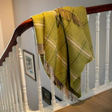 Load image into Gallery viewer, JOHN HANLY &lt;BR&gt;
Cashmere Throw &lt;BR&gt;
Green Beige Cream Overcheck&lt;BR&gt;
