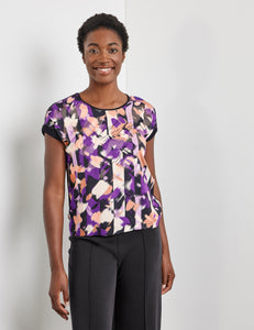 GERRY WEBER <BR>
Patterned Satin fronted top <BR>
Purple Mix <BR>