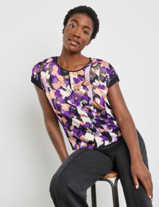 GERRY WEBER <BR>
Patterned Satin fronted top <BR>
Purple Mix <BR>