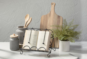 TRIPAR <BR>
Scalloped Cookbook Stand <BR>
Brown <BR>