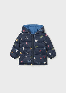 MAYORAL <BR>
Reversible Boys Outerwear jacket <BR>
Blue on one side navy print on the other <BR>