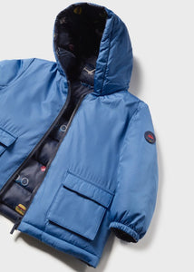 MAYORAL <BR>
Reversible Boys Outerwear jacket <BR>
Blue on one side navy print on the other <BR>