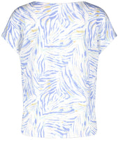 Load image into Gallery viewer, GERRY WEBER&lt;BR&gt;
Patterned Short Sleeve Shirt with Material Patch&lt;BR&gt;
Blue/White&lt;BR&gt;
