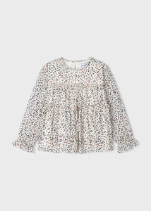 MAYORAL <BR>
Girl chiffon print blouse <BR>
Cream <BR>