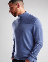 Load image into Gallery viewer, VEDONEIRE<BR>
Men's Half Zip Horizontal Rib<BR>
Military Blue &amp; Blue Aura<BR>
