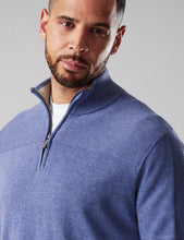 Load image into Gallery viewer, VEDONEIRE<BR>
Men's Half Zip Horizontal Rib<BR>
Military Blue &amp; Blue Aura<BR>
