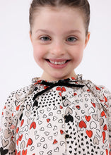 Load image into Gallery viewer, MAYORAL &lt;BR&gt;
Girls Printed dress with metallic thread &lt;BR&gt;
Cream, red &amp; black &lt;BR&gt;
