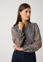 Load image into Gallery viewer, MORE &amp; MORE &lt;BR&gt;
Chiffon blouse with print &lt;BR&gt;
Mink &amp; Navy &lt;BR&gt;
