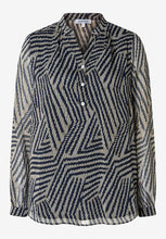 Load image into Gallery viewer, MORE &amp; MORE &lt;BR&gt;
Chiffon blouse with print &lt;BR&gt;
Mink &amp; Navy &lt;BR&gt;
