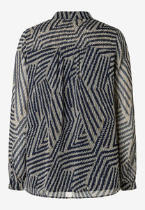 MORE & MORE <BR>
Chiffon blouse with print <BR>
Mink & Navy <BR>