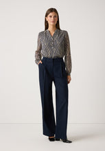 Load image into Gallery viewer, MORE &amp; MORE &lt;BR&gt;
Chiffon blouse with print &lt;BR&gt;
Mink &amp; Navy &lt;BR&gt;
