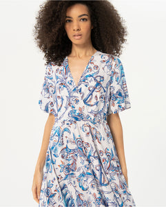 SURKANA <BR>
Printed long and wide dress <BR>
Blue <BR>