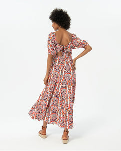 SURKANA <BR>
Printed puffed sleeve long dress <BR>
Multi <BR>