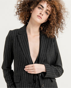 SURKANA <BR>
Pinstripe Blazer <BR>
Charcoal <BR>