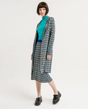 Load image into Gallery viewer, SURKANA &lt;BR&gt;
Long, knitted cardigan &lt;BR&gt;
Blue Geo mix &lt;BR&gt;
