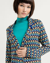 Load image into Gallery viewer, SURKANA &lt;BR&gt;
Long, knitted cardigan &lt;BR&gt;
Blue Geo mix &lt;BR&gt;
