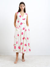 Load image into Gallery viewer, FRENCH CONNECTION <BR>
Cressida Drape Dress <BR>
Cream &amp; Pink Floral Print <BR>
