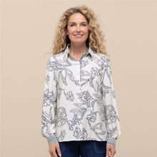 Load image into Gallery viewer, BIANCA <BR>
Adina Floral Pattern Shirt <BR>
White &amp; Navy <BR>
