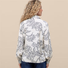 Load image into Gallery viewer, BIANCA <BR>
Adina Floral Pattern Shirt <BR>
White &amp; Navy <BR>
