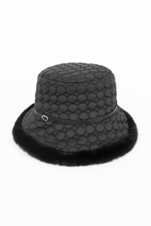 PIA ROSSINI <BR>
Alden Quilted Hat <BR>
Black <BR>