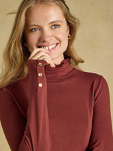 Load image into Gallery viewer, JOULES <BR>
Amy Long Sleeve High Frill Neck Jersey top <BR>
Rust Brown <BR>
