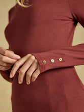Load image into Gallery viewer, JOULES <BR>
Amy Long Sleeve High Frill Neck Jersey top <BR>
Rust Brown <BR>
