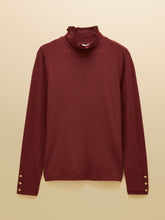 Load image into Gallery viewer, JOULES <BR>
Amy Long Sleeve High Frill Neck Jersey top <BR>
Rust Brown <BR>
