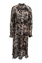 Load image into Gallery viewer, MILANO <BR>
Ruffle Tie Neck Midi Dress <BR>
Animal Print <BR>
