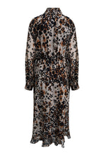 Load image into Gallery viewer, MILANO <BR>
Ruffle Tie Neck Midi Dress <BR>
Animal Print <BR>
