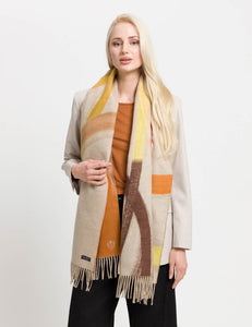 FRAAS <BR>
Cashmink scarf with brushstroke design <BR>
Soft beige Mix <BR>