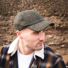 Load image into Gallery viewer, JOHN HANLY &lt;BR&gt;
Baseball Cap with Ear Flap &lt;BR&gt;
Dark Green Black Herringbone &lt;BR&gt;
