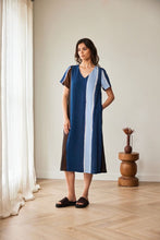 Load image into Gallery viewer, PERUZZI <BR>
Watercolour Stripe Dress <BR>
Brown &amp; Blue <BR>
