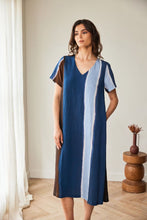 Load image into Gallery viewer, PERUZZI <BR>
Watercolour Stripe Dress <BR>
Brown &amp; Blue <BR>
