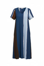 Load image into Gallery viewer, PERUZZI <BR>
Watercolour Stripe Dress <BR>
Brown &amp; Blue <BR>
