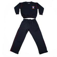 Load image into Gallery viewer, BAYLIN NS &lt;BR&gt;
Track Suit &lt;BR&gt;
Navy Crested Sweatshirt, red piping on Navy bottoms &lt;BR&gt;
