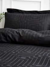 Load image into Gallery viewer, BIANCA &lt;BR&gt;
Satin Geo Jacquard Duvet Set &lt;BR&gt;
Black &lt;BR&gt;
