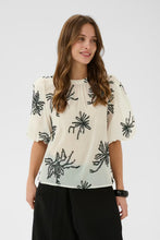Load image into Gallery viewer, CULTURE <BR>
Bisera Top <BR>
Cream with Black embellishment <BR>
