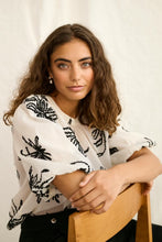Load image into Gallery viewer, CULTURE <BR>
Bisera Top <BR>
Cream with Black embellishment <BR>
