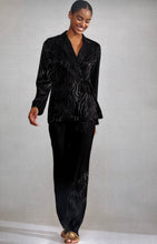 Load image into Gallery viewer, TAIFUN &lt;BR&gt;
Self printed Satin Blazer, Tie to side &lt;BR&gt;
Black &lt;BR&gt;
