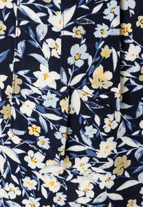 MORE & MORE <BR>
Pussy-Bow Blouse with flower print <BR>
Navy Yellow mix <BR>
