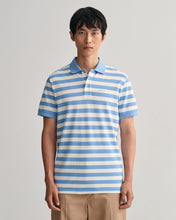 Load image into Gallery viewer, GANT &lt;BR&gt;
Multi Striped Piqué Polo Shirt &lt;BR&gt;
Blue &amp; White &lt;BE&gt;
