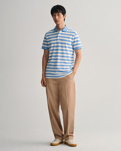 GANT <BR>
Multi Striped Piqué Polo Shirt <BR>
Blue & White <BE>