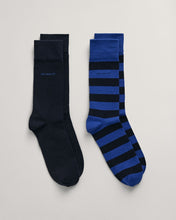 Load image into Gallery viewer, GANT &lt;BR&gt;
2 pack Barstripe &amp; Solid Socks &lt;BR&gt;
Bottle, Navu or Wine &lt;BR&gt;
