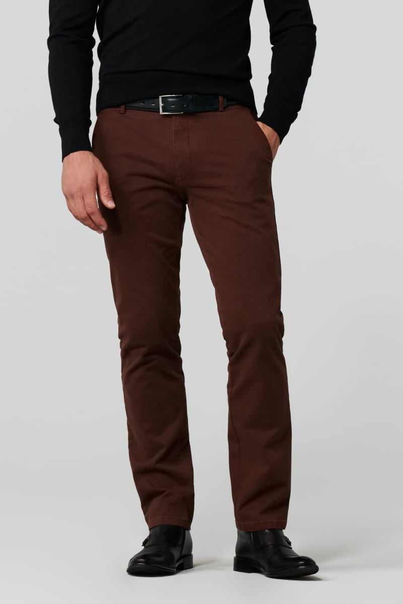 MEYER <BR>
Bonn, Perfect Fit, Fine Micro Twill Chinos <BR>
Brown <BR>